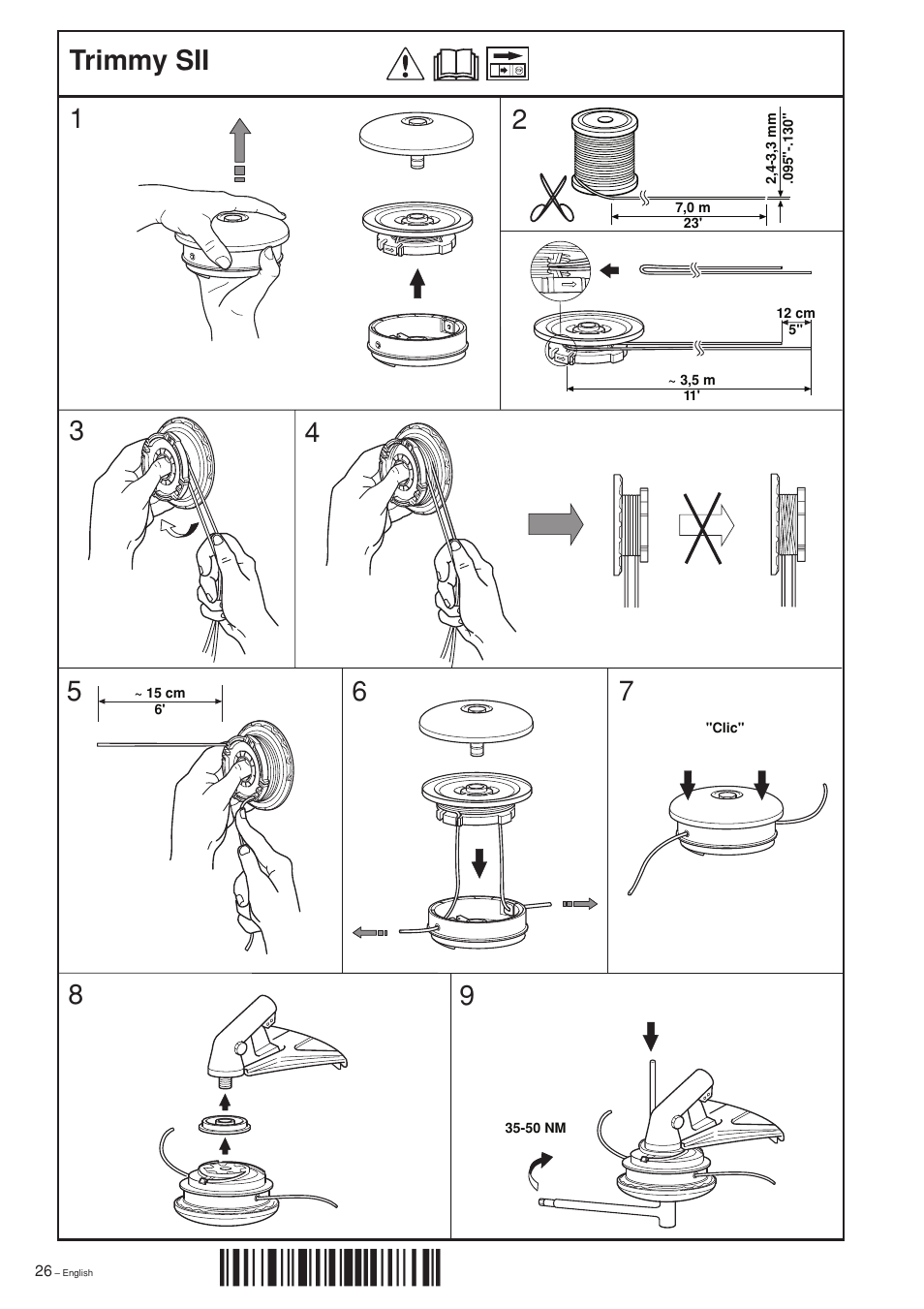 Trimmy sii, Xt3¶5) | Jonsered GR2032L User Manual | Page 26 / 28