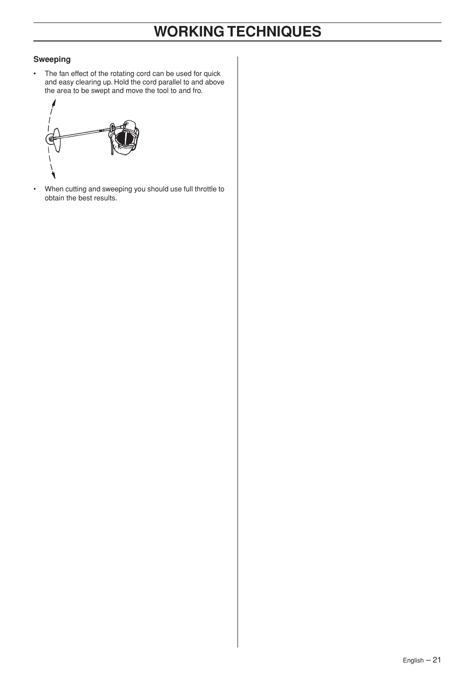 Working techniques | Jonsered GC 2125C User Manual | Page 21 / 36