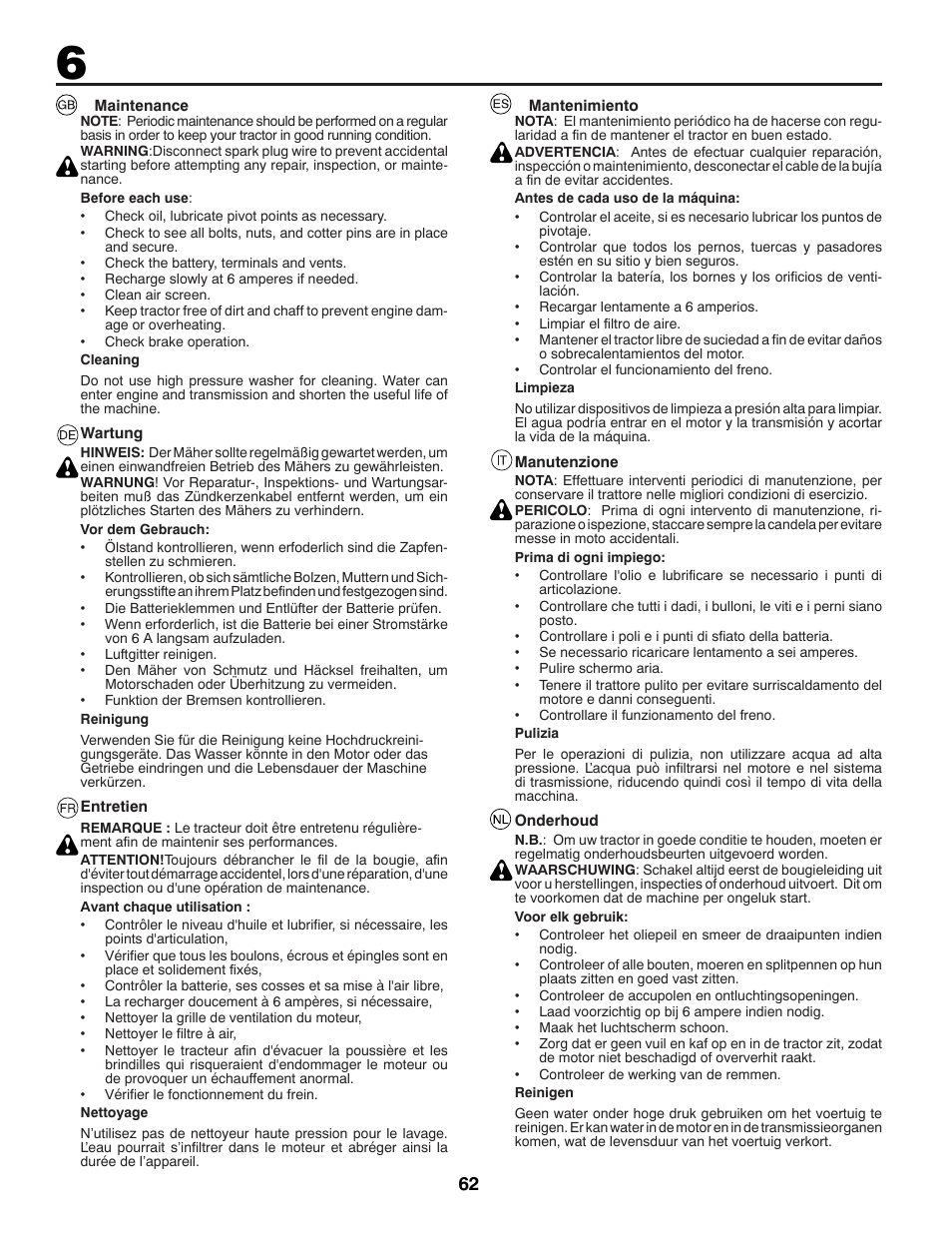 Jonsered LT2213C User Manual | Page 62 / 92