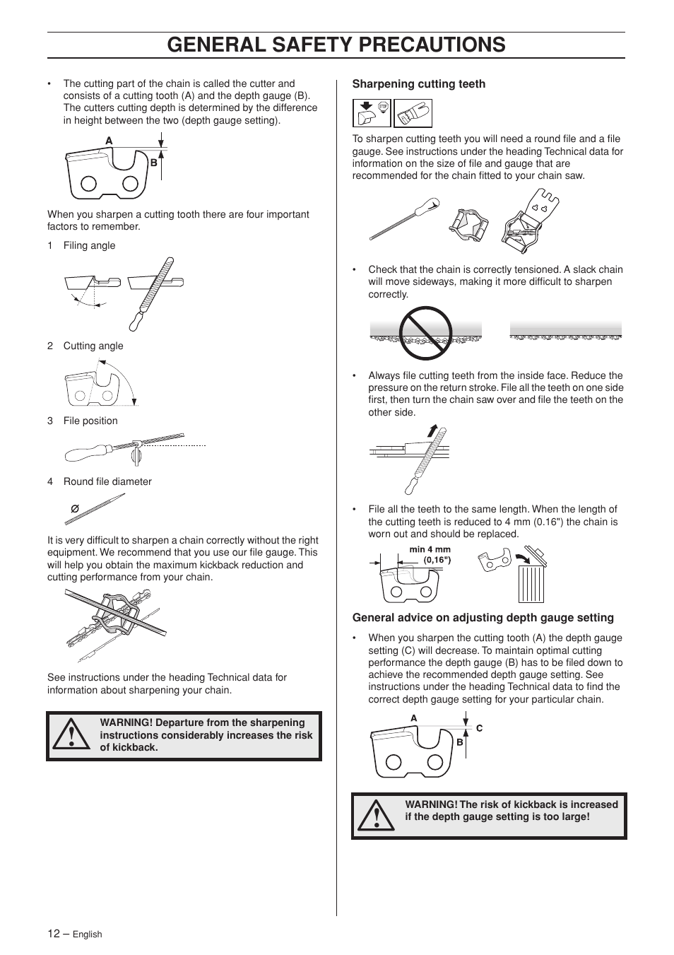 General safety precautions | Jonsered CS 2152 User Manual | Page 12 / 40