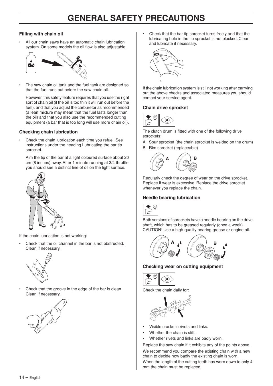 General safety precautions | Jonsered CS 2152 User Manual | Page 14 / 40