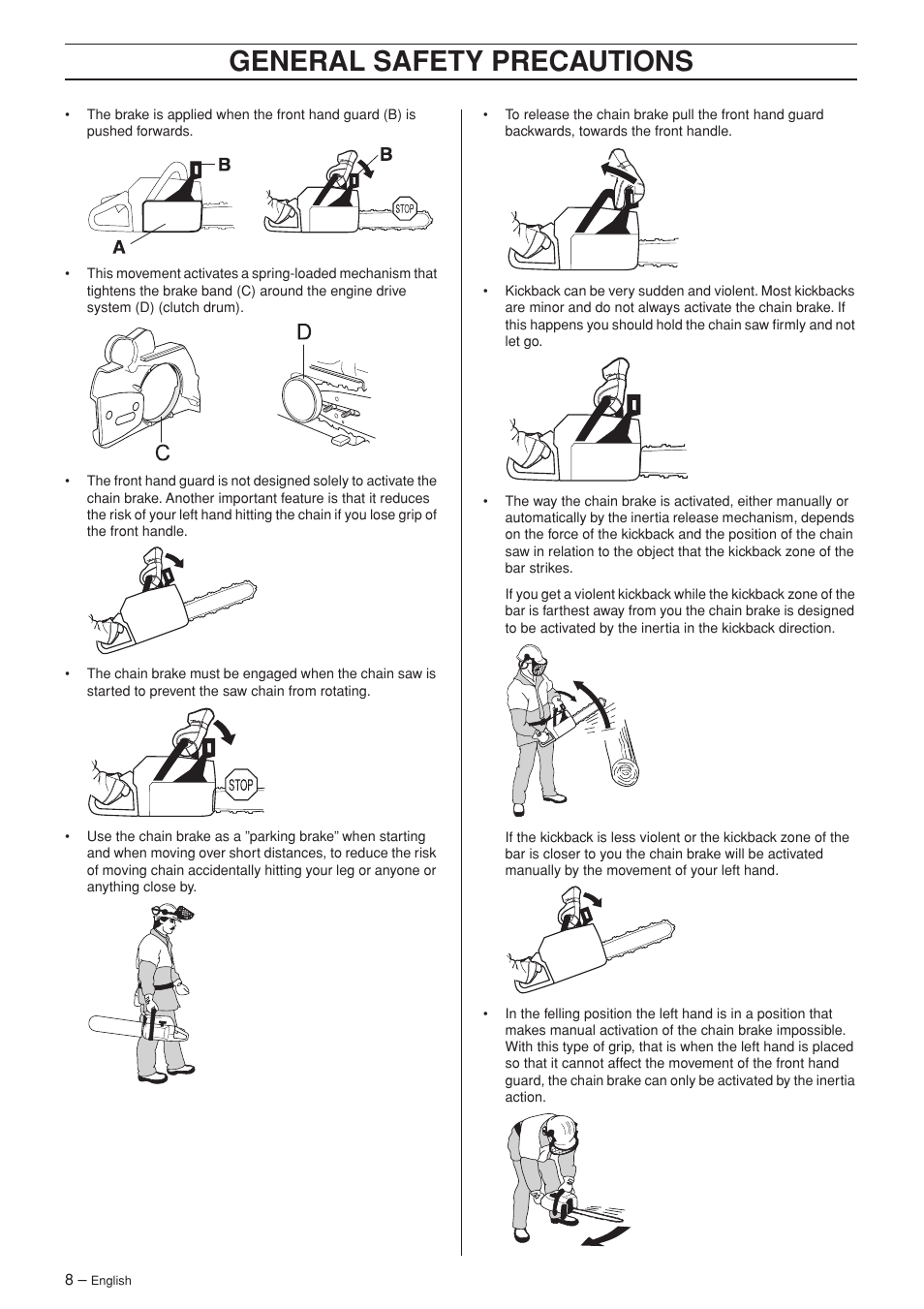 General safety preca utions | Jonsered CS 2152 User Manual | Page 8 / 40