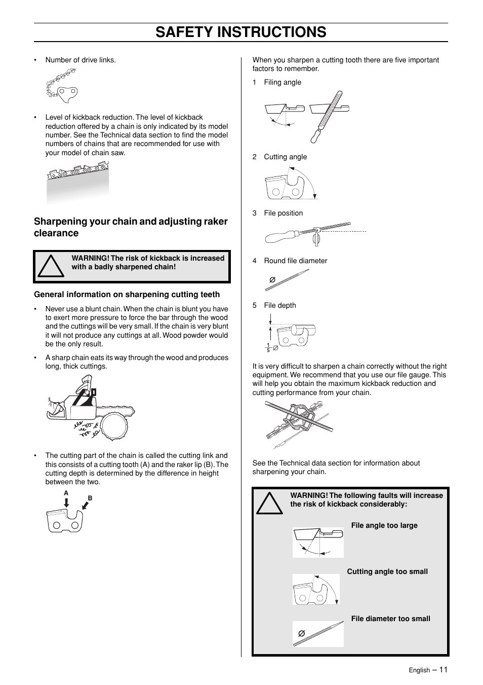 Safety instructions | Jonsered CS 2147 User Manual | Page 11 / 40