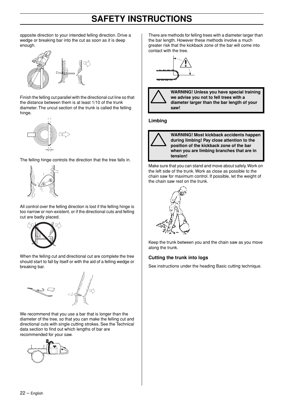 Safety instructions | Jonsered CS 2147 User Manual | Page 22 / 40