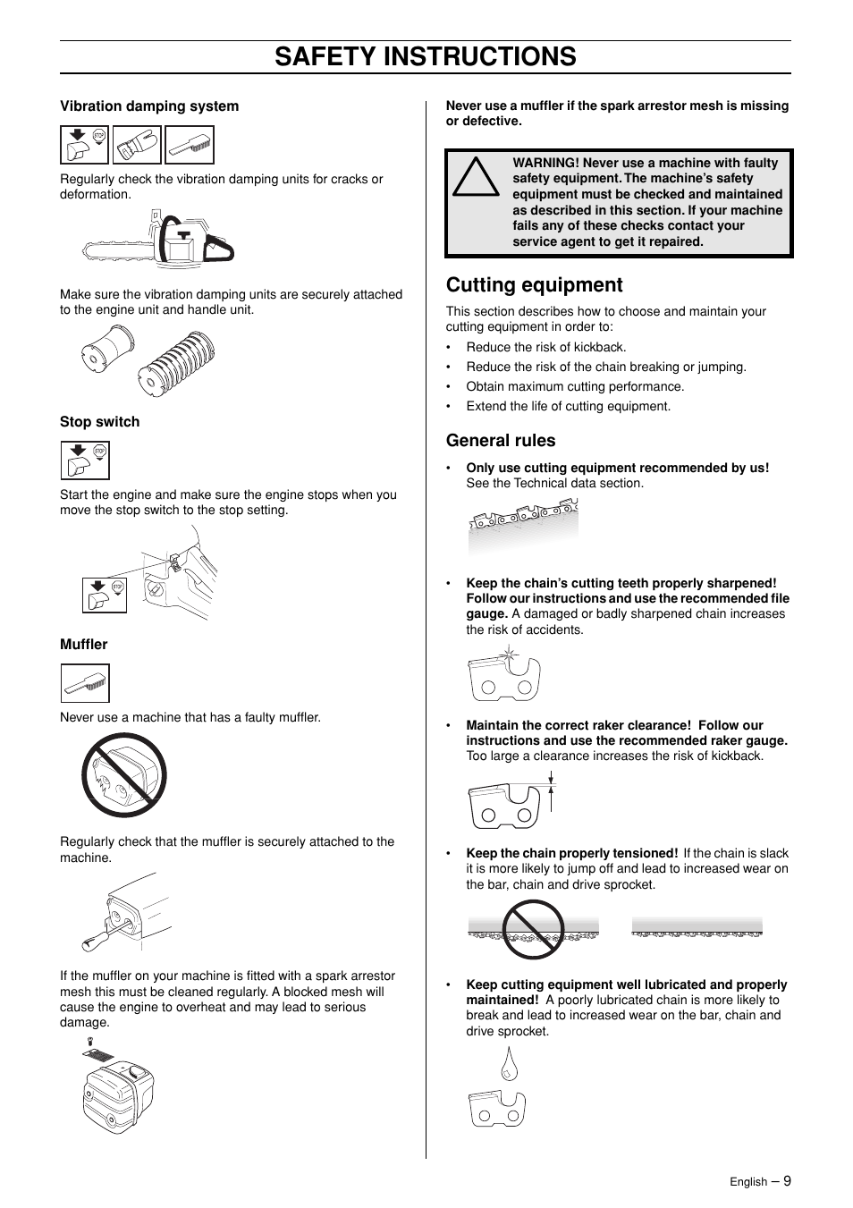 Cutting equipment, General rules, Safety instructions | Jonsered CS 2147 User Manual | Page 9 / 40