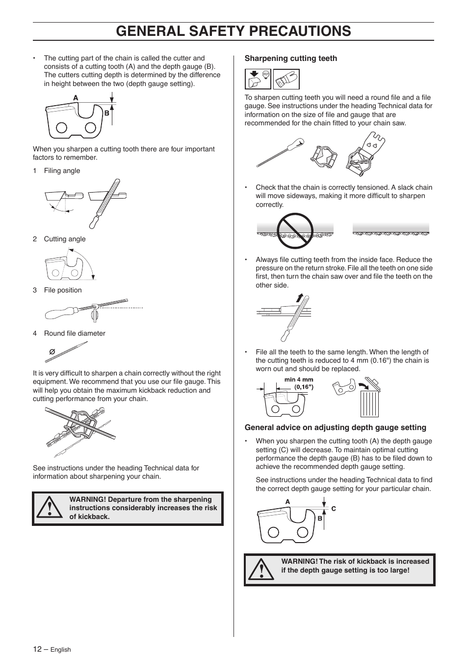 General safety precautions | Jonsered CS 2156 User Manual | Page 12 / 40