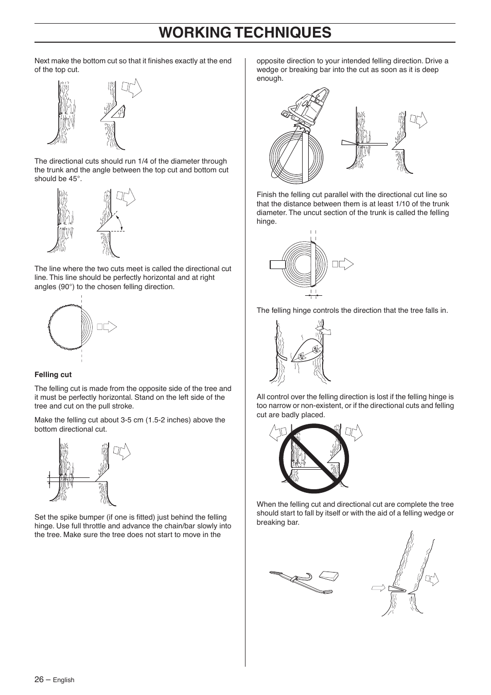 Working techniques | Jonsered CS 2156 User Manual | Page 26 / 40