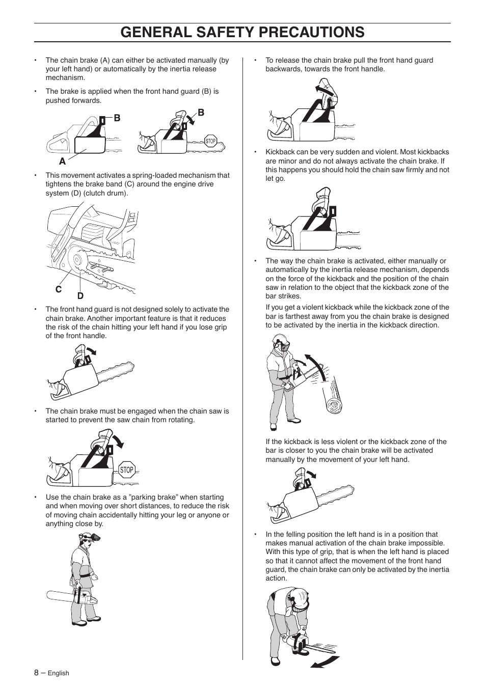 General safety preca utions | Jonsered CS 2156 User Manual | Page 8 / 40
