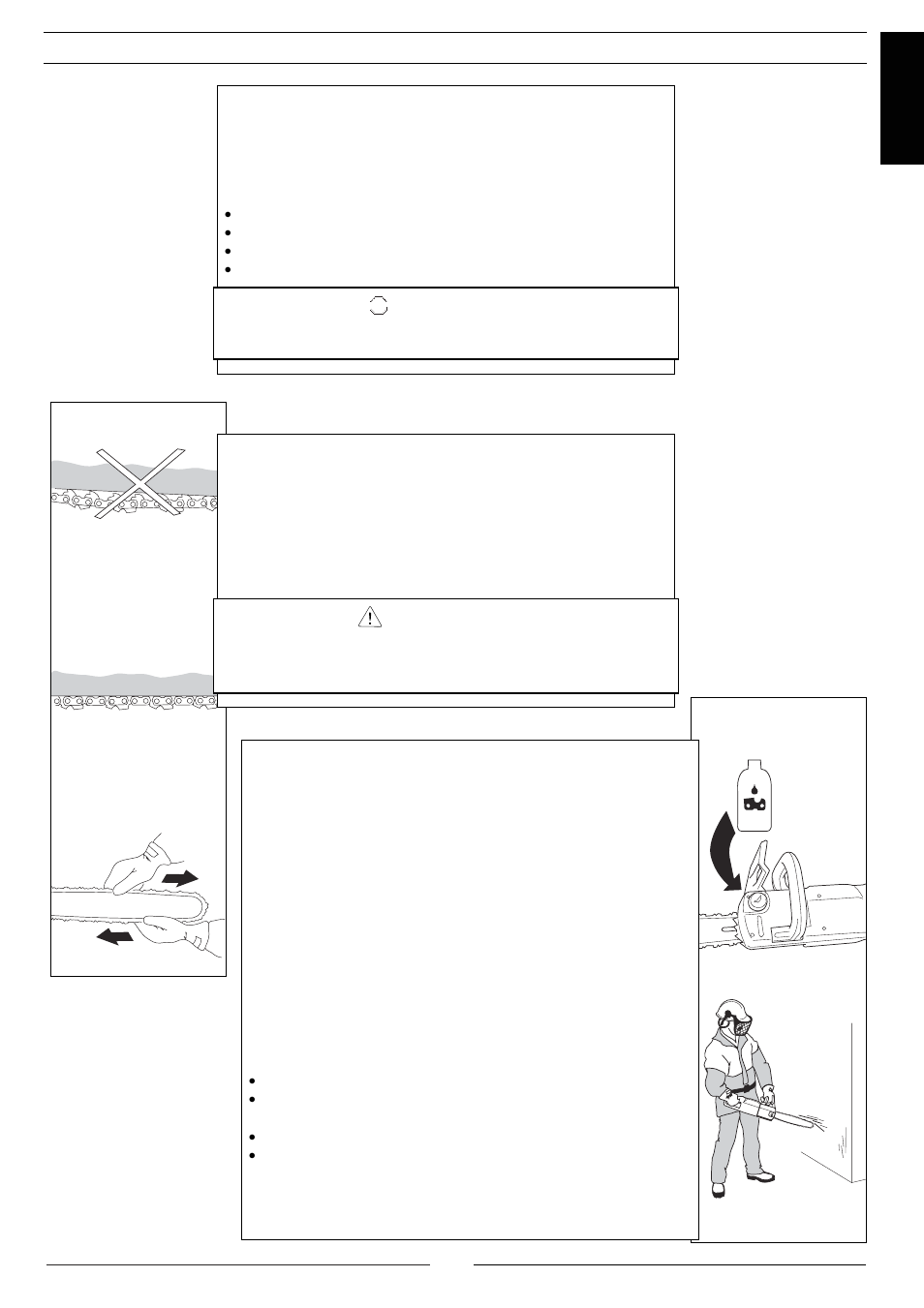 Chain maintenance, Warning, Caution | Jonsered 2116 EL User Manual | Page 18 / 37