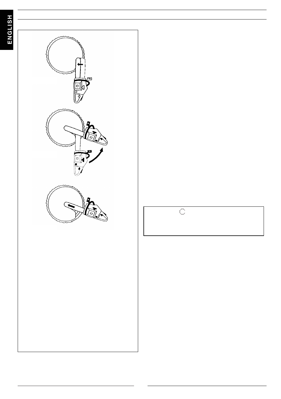 Basic working techniques, Boring cut, Warning | Jonsered 2116 EL User Manual | Page 27 / 37