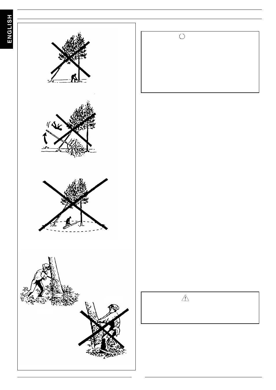 Basic working techniques, Lodged trees, Warning | Caution | Jonsered 2116 EL User Manual | Page 31 / 37