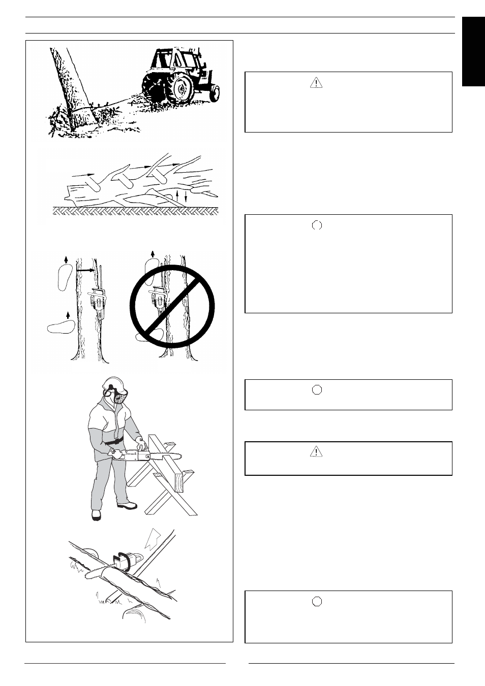 Basic working techniques, Limbing a tree, If the saw jams | Caution, Warning | Jonsered 2116 EL User Manual | Page 33 / 37
