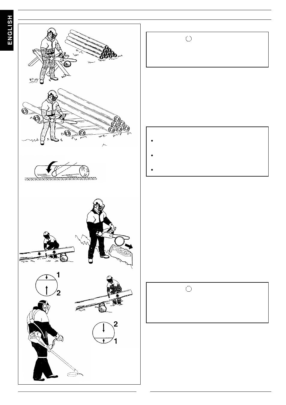 Basic working techniques, Cutting logs, Warning | Important | Jonsered 2116 EL User Manual | Page 34 / 37