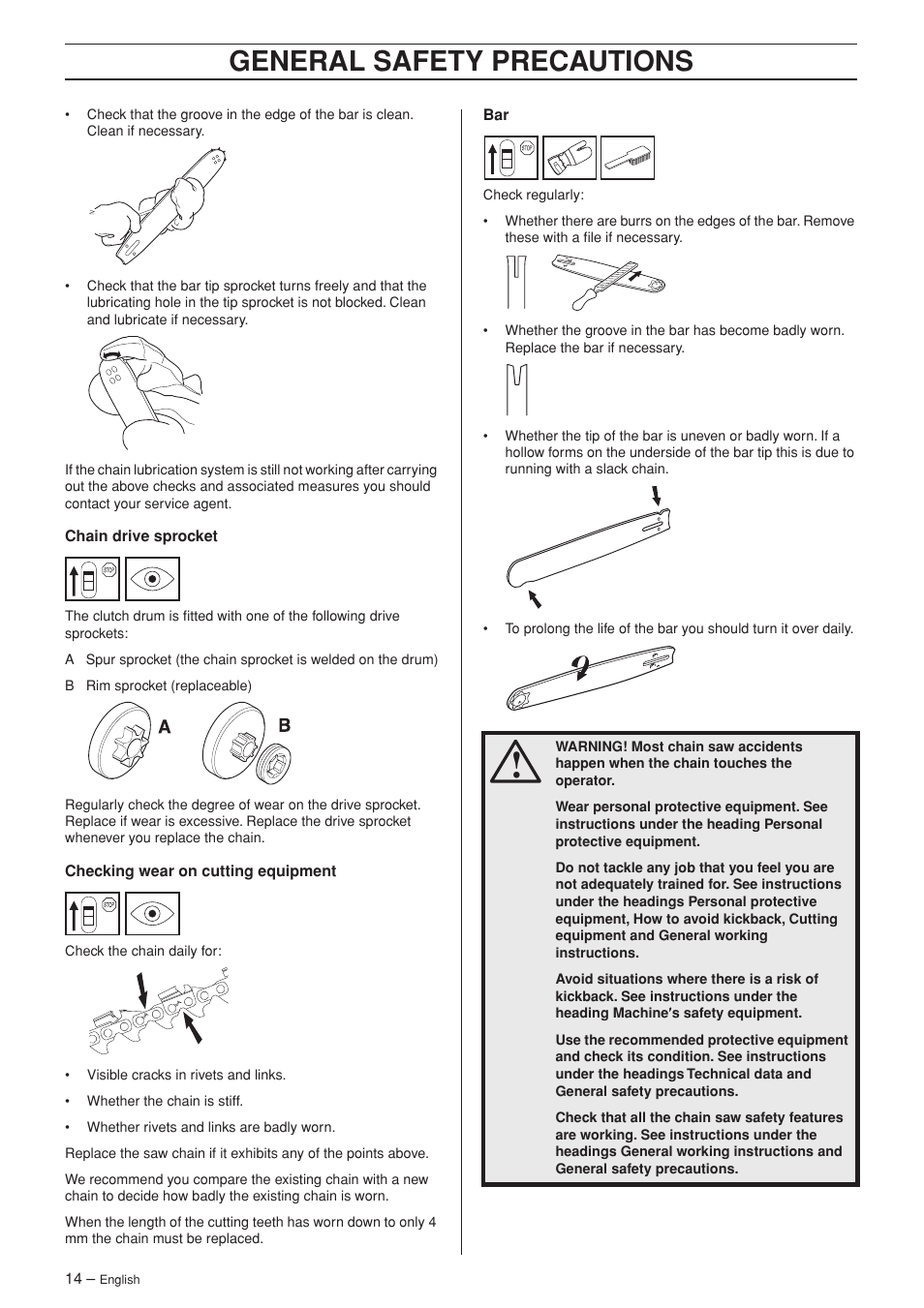 General safety precautions | Jonsered CS 2139T User Manual | Page 14 / 36