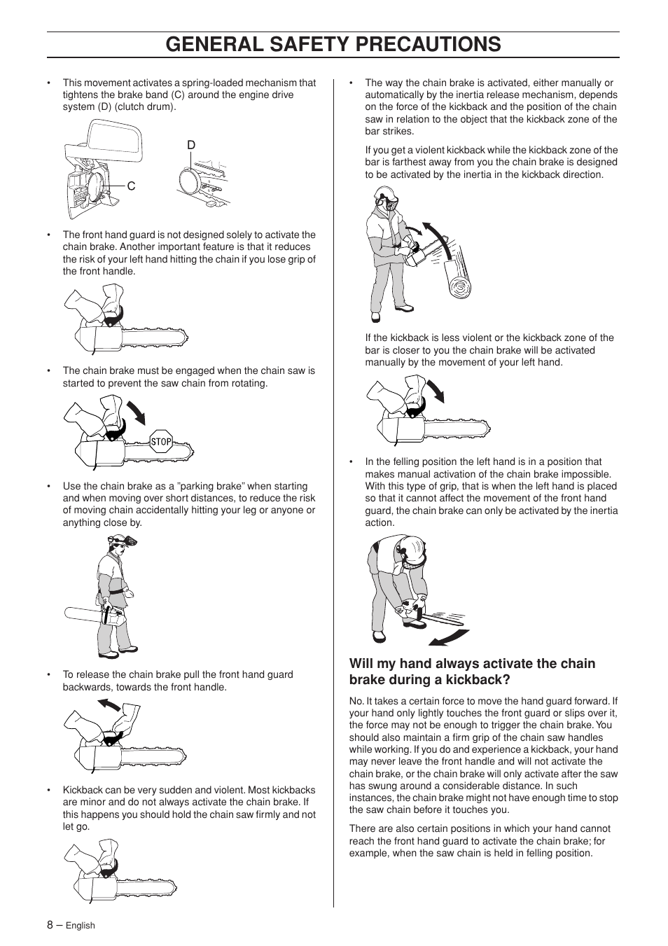 General safety preca utions | Jonsered CS 2139T User Manual | Page 8 / 36