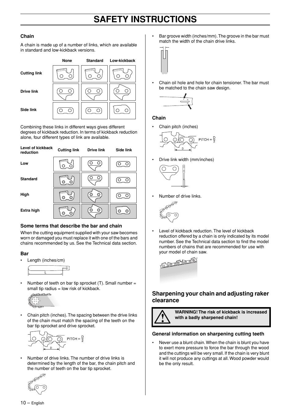 Safety instructions | Jonsered CS 2171WH User Manual | Page 10 / 40