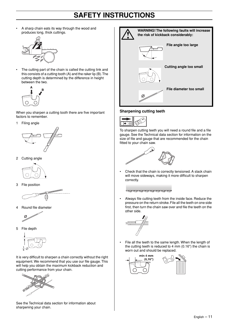 Safety instructions | Jonsered CS 2171WH User Manual | Page 11 / 40