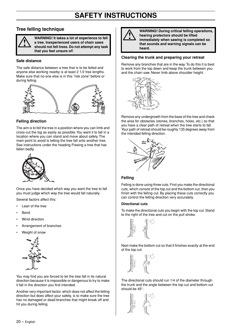 Safety instructions | Jonsered CS 2171WH User Manual | Page 20 / 40