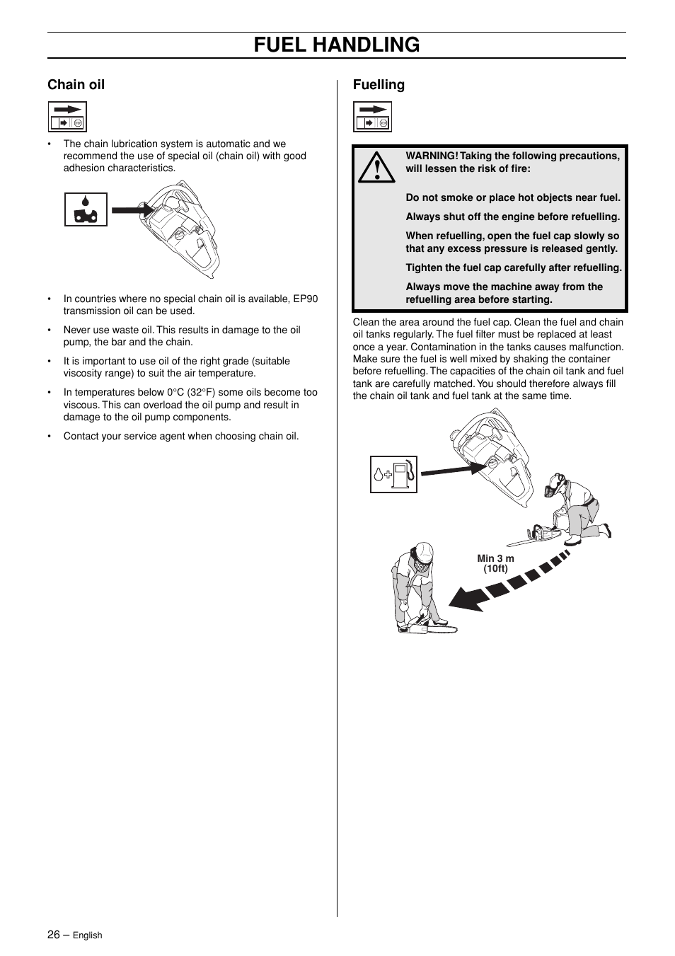 Fuel handling | Jonsered CS 2171WH User Manual | Page 26 / 40