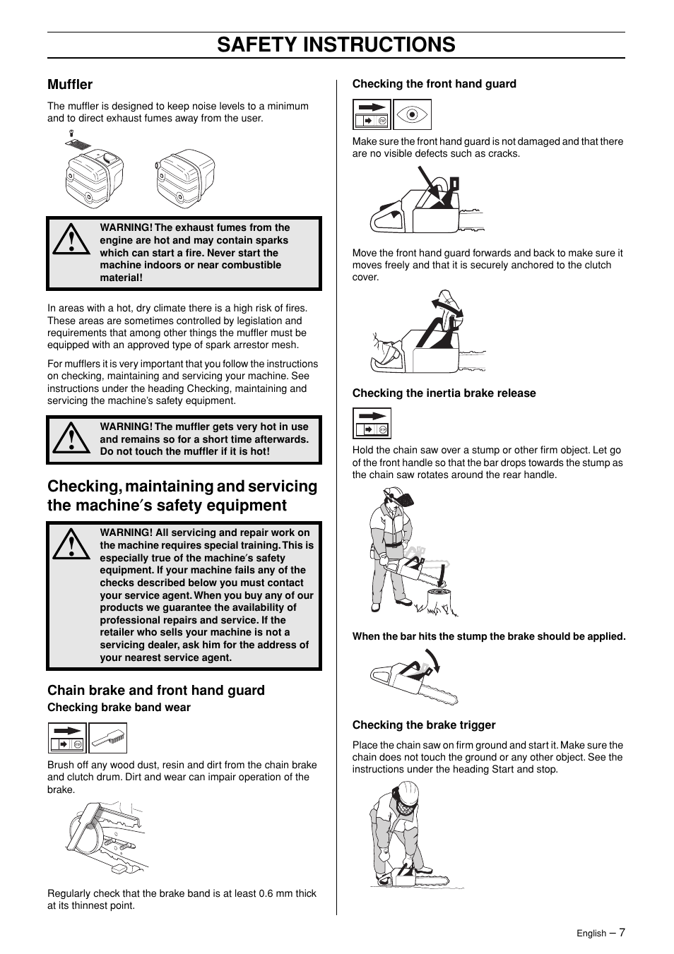 Safety instructions | Jonsered CS 2171WH User Manual | Page 7 / 40