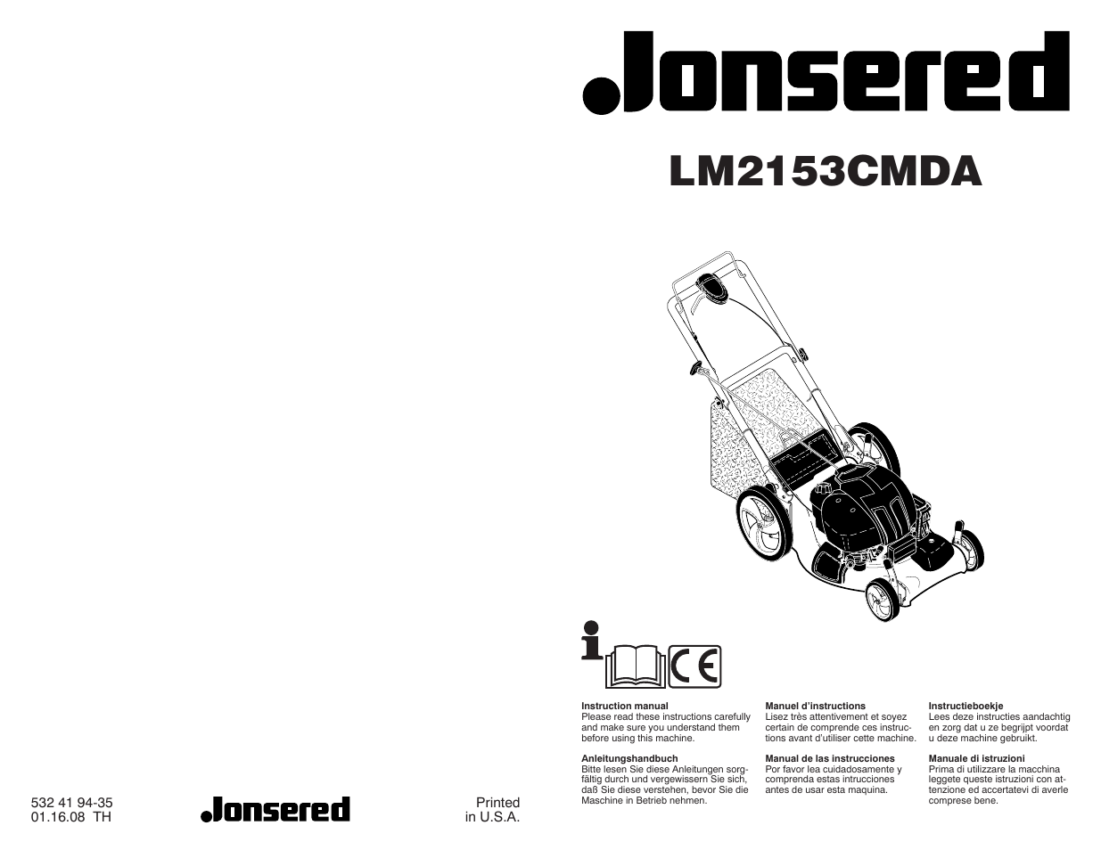 Jonsered LM2153CMDA User Manual | 12 pages
