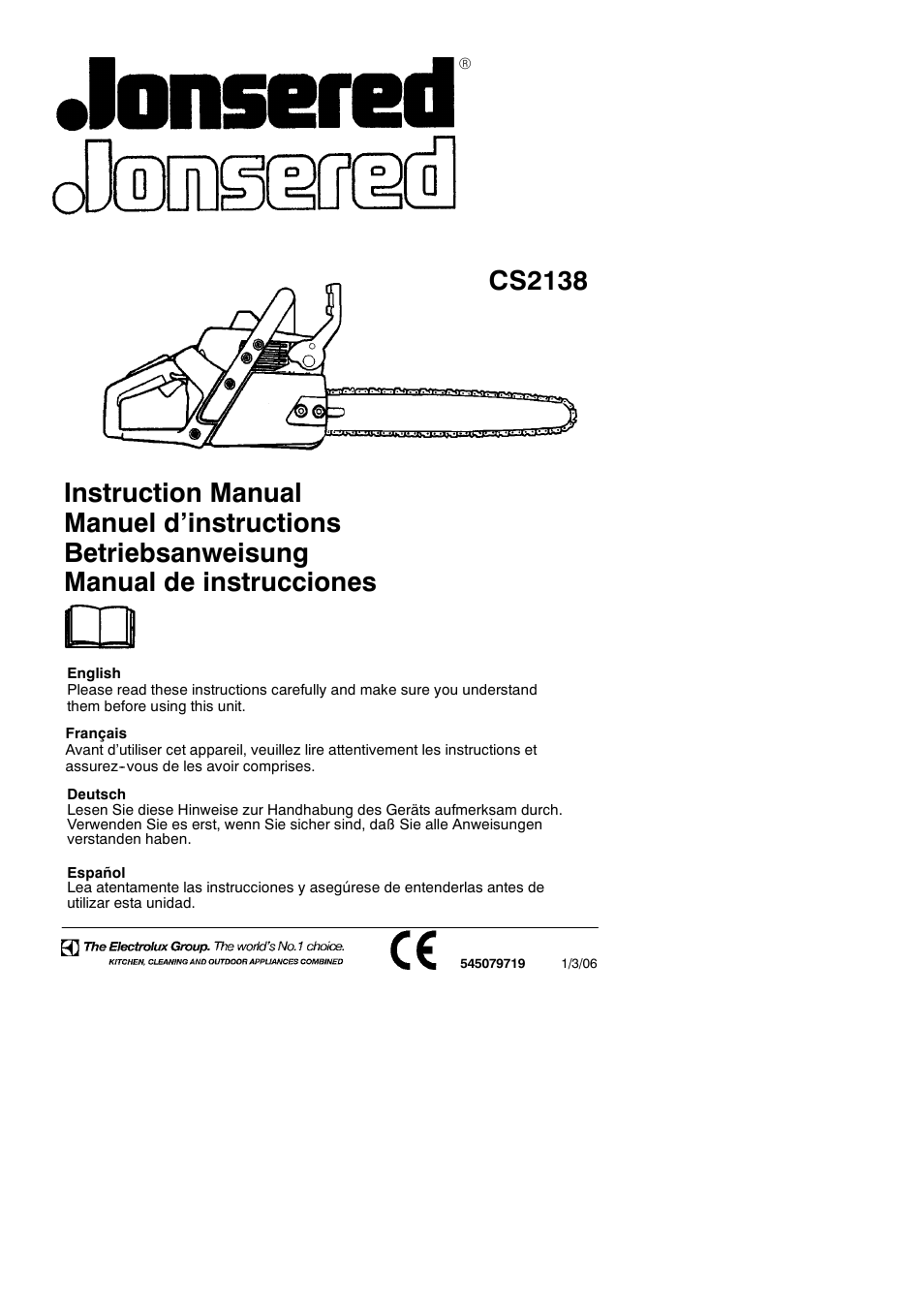 Jonsered CS 2138 User Manual | 15 pages