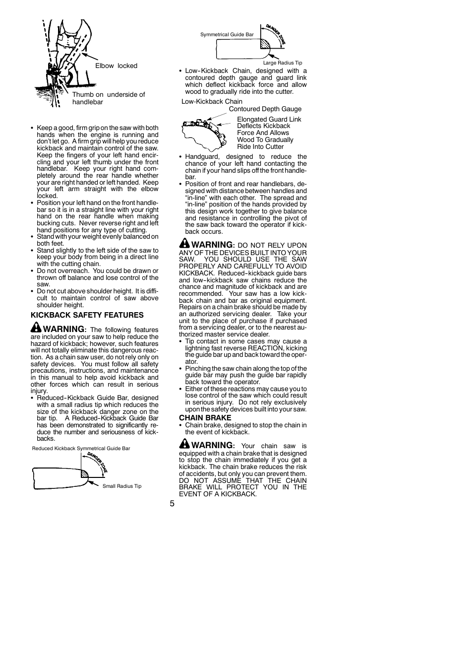 Warning | Jonsered CS 2138 User Manual | Page 5 / 15