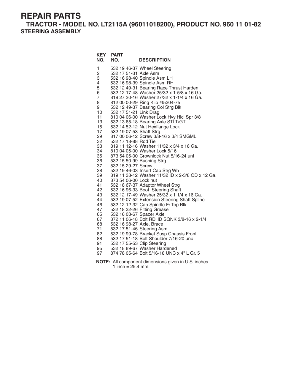 Repair parts | Jonsered LT2115A User Manual | Page 12 / 18