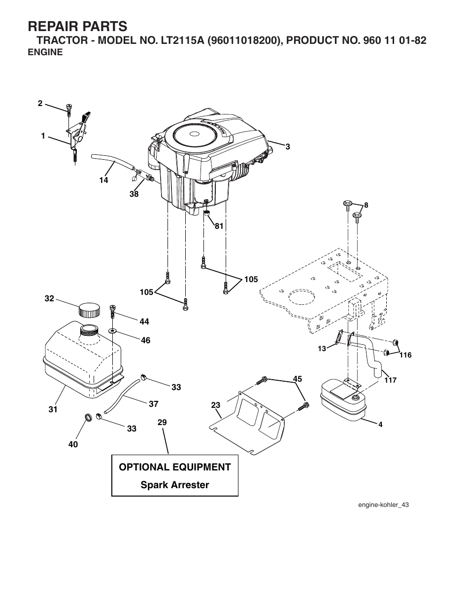 Repair parts | Jonsered LT2115A User Manual | Page 13 / 18