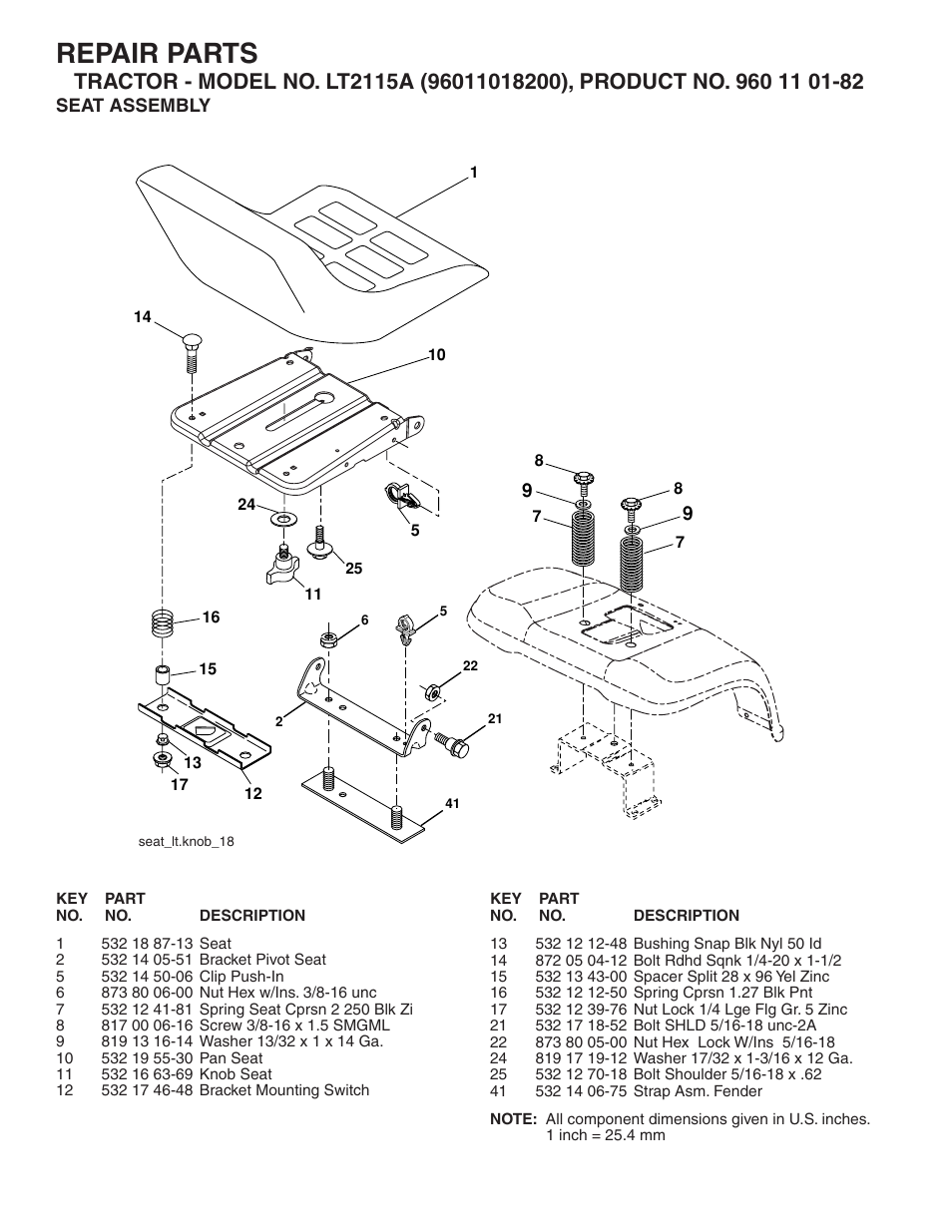 Repair parts | Jonsered LT2115A User Manual | Page 15 / 18
