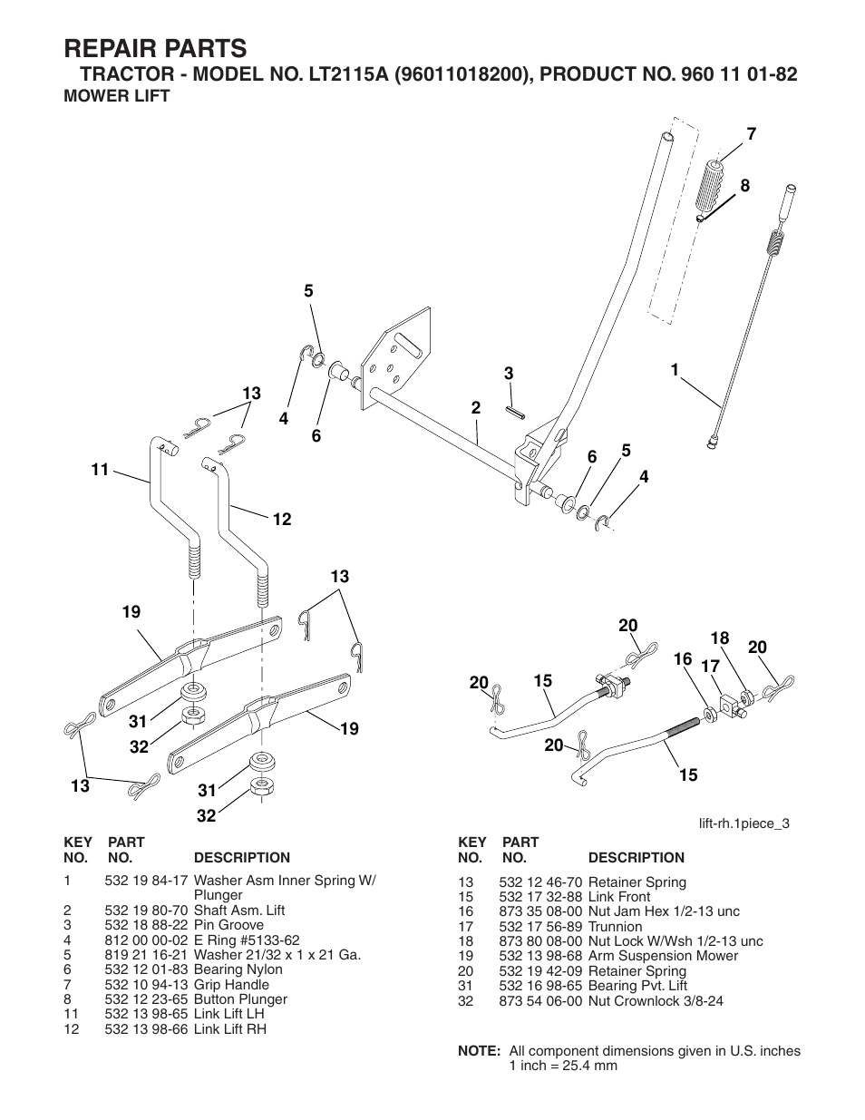 Repair parts | Jonsered LT2115A User Manual | Page 16 / 18