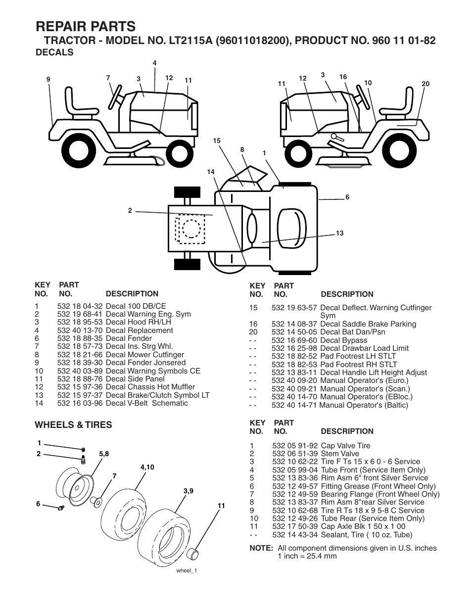 Repair parts | Jonsered LT2115A User Manual | Page 4 / 18