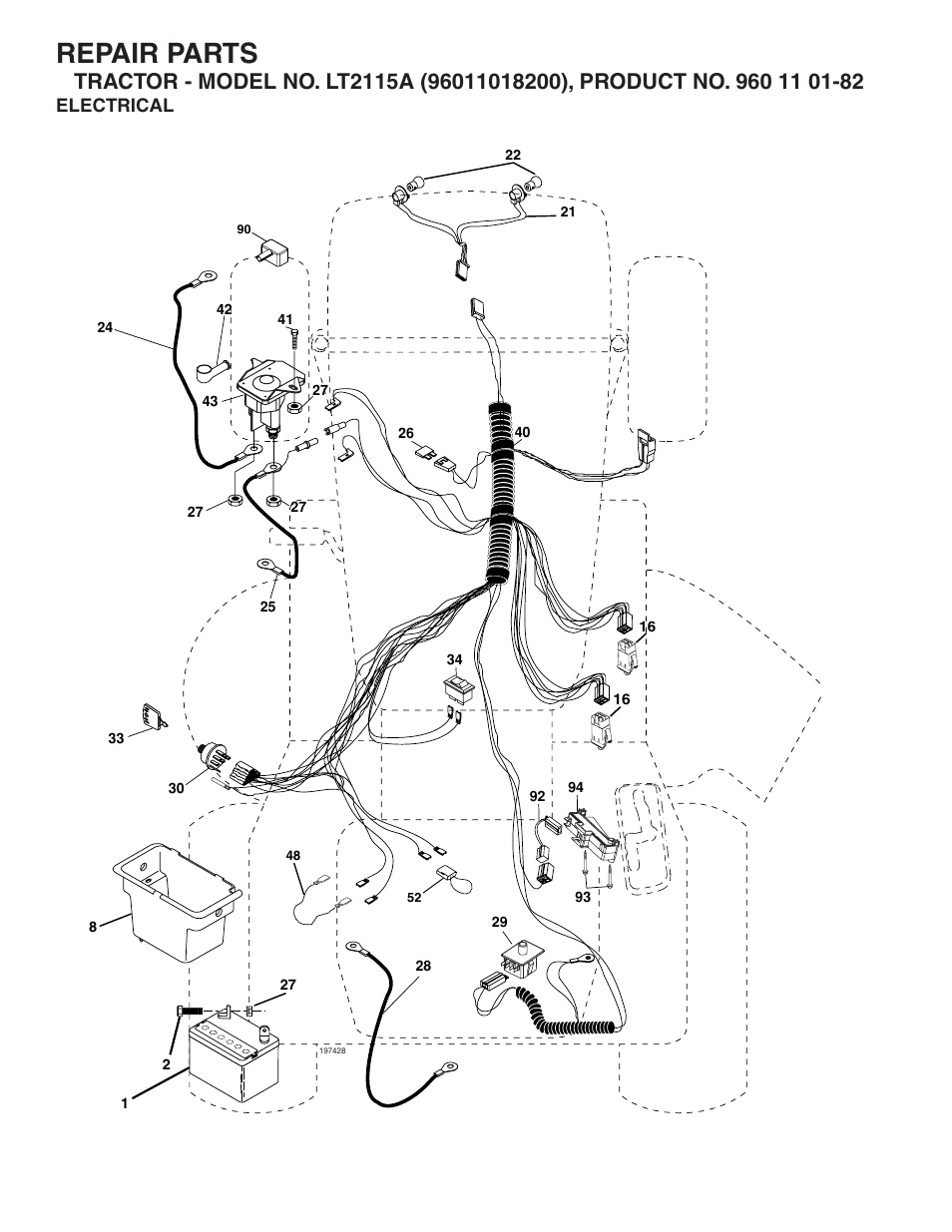 Repair parts, Electrical | Jonsered LT2115A User Manual | Page 5 / 18