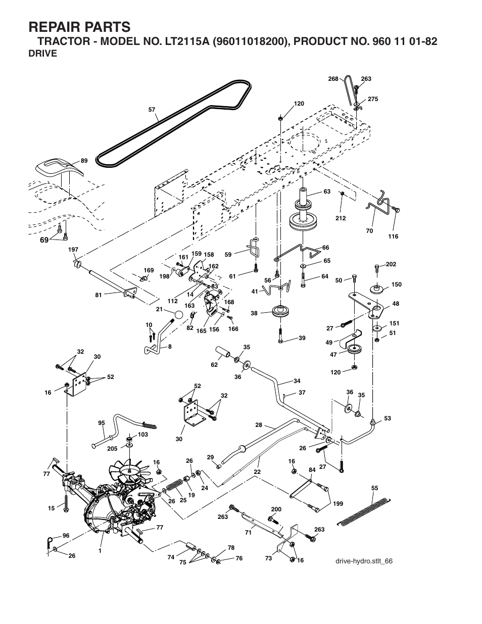 Repair parts, Drive | Jonsered LT2115A User Manual | Page 9 / 18