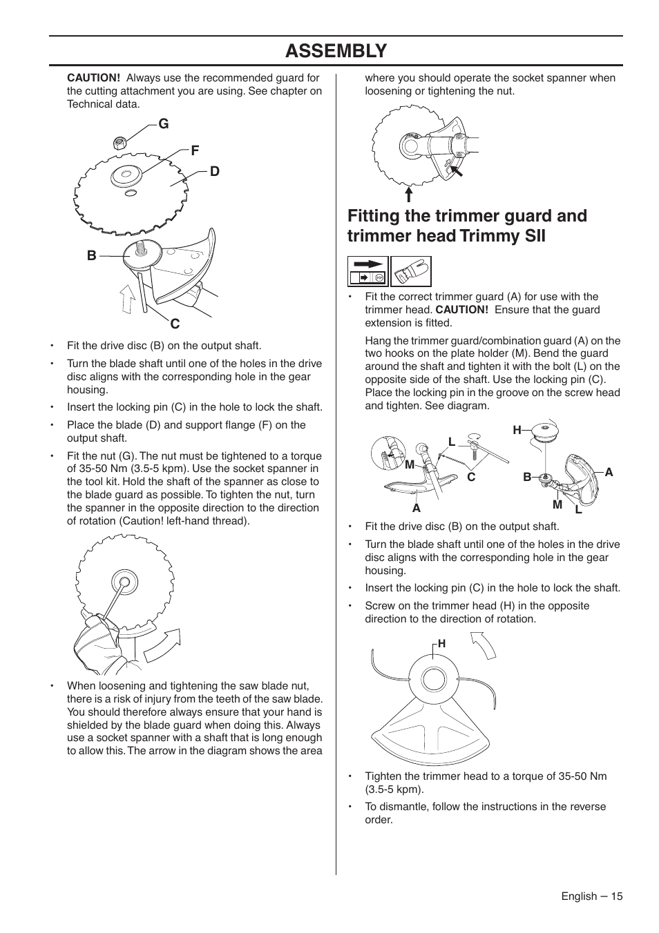 Assembly | Jonsered CC2036 User Manual | Page 15 / 44