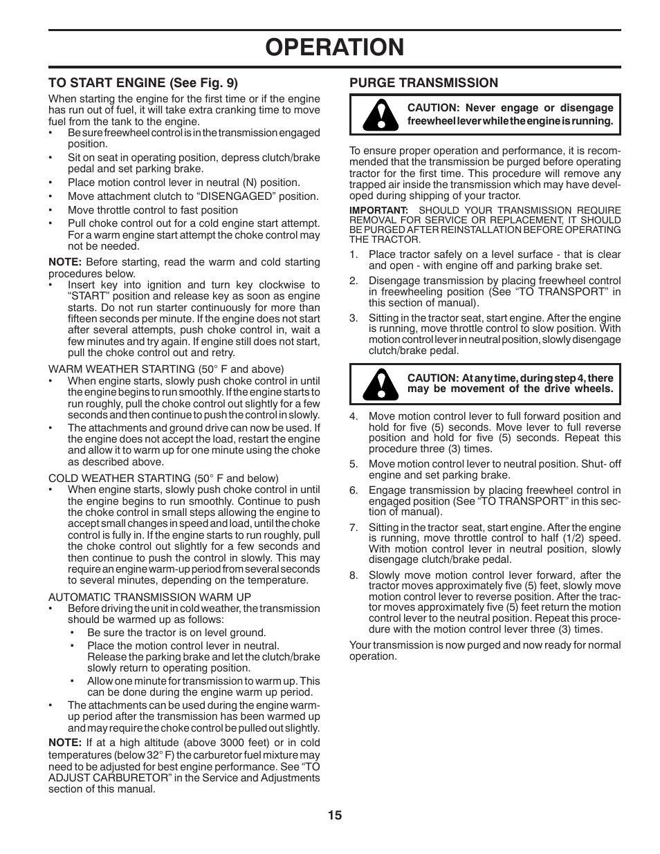 Operation | Jonsered LT2220 CMA2 User Manual | Page 15 / 32