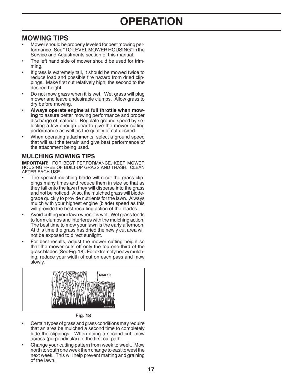 Operation, Mowing tips | Jonsered LT2220 CMA2 User Manual | Page 17 / 32