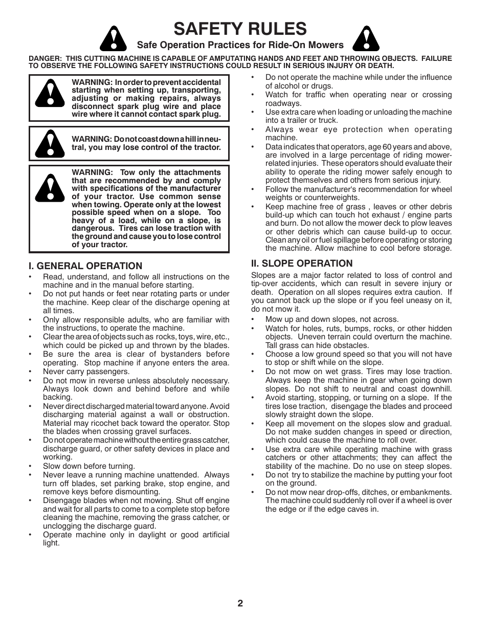 Safety rules | Jonsered LT2220 CMA2 User Manual | Page 2 / 32