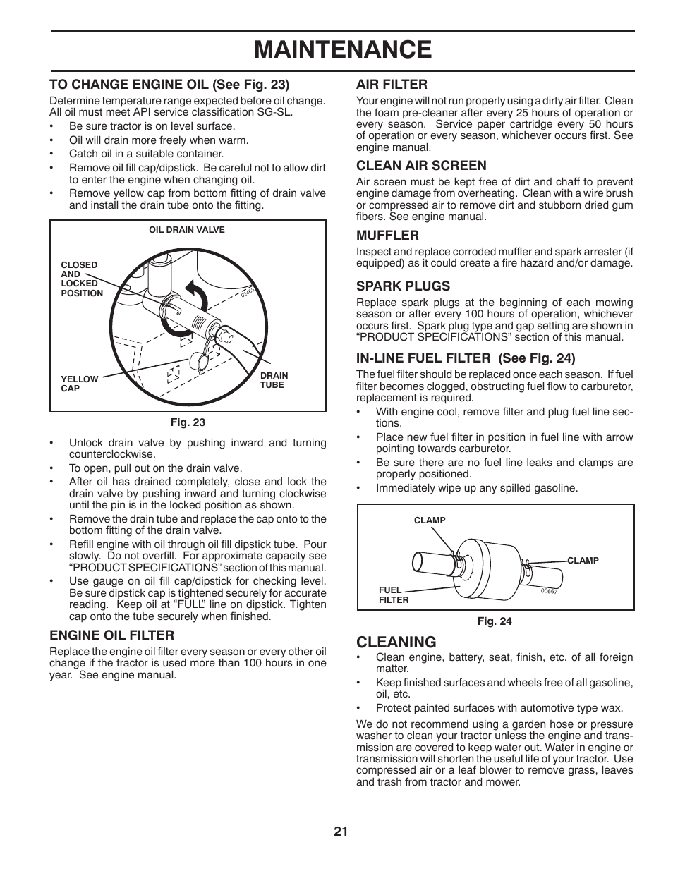 Maintenance, Cleaning | Jonsered LT2220 CMA2 User Manual | Page 21 / 32