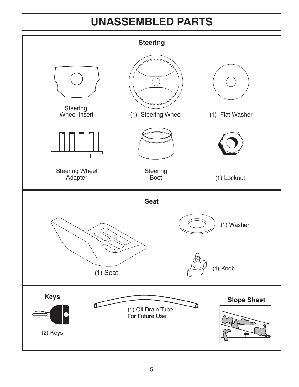 Unassembled parts | Jonsered LT2220 CMA2 User Manual | Page 5 / 32