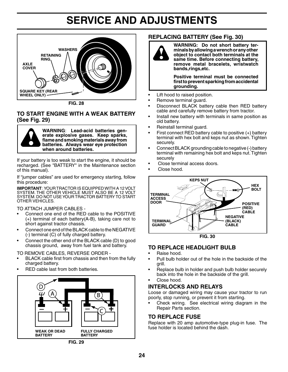 Service and adjustments | Jonsered LT2119A User Manual | Page 24 / 48