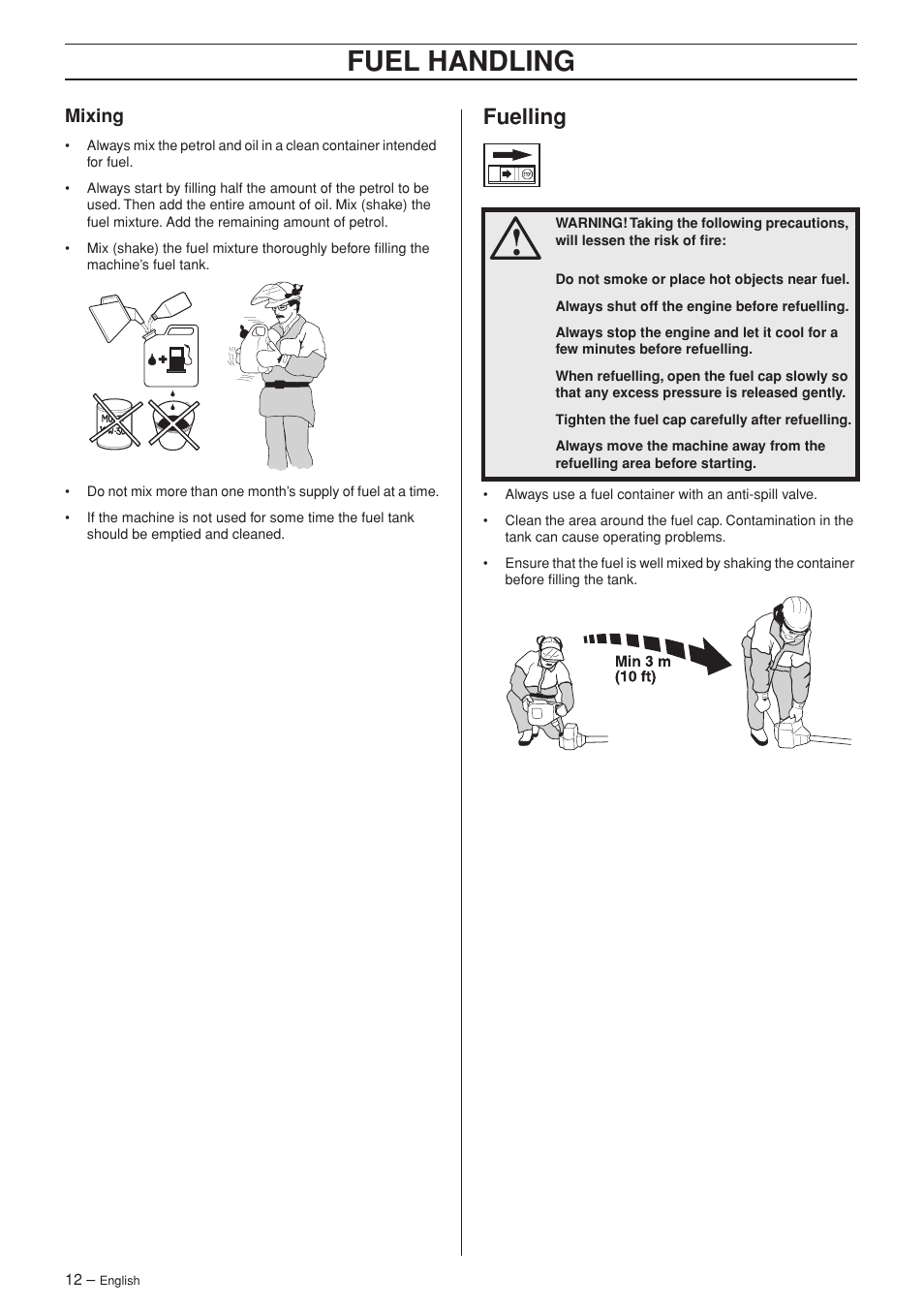 Mixing, Fuelling, Fuel handling | Jonsered HTE2123 User Manual | Page 12 / 24