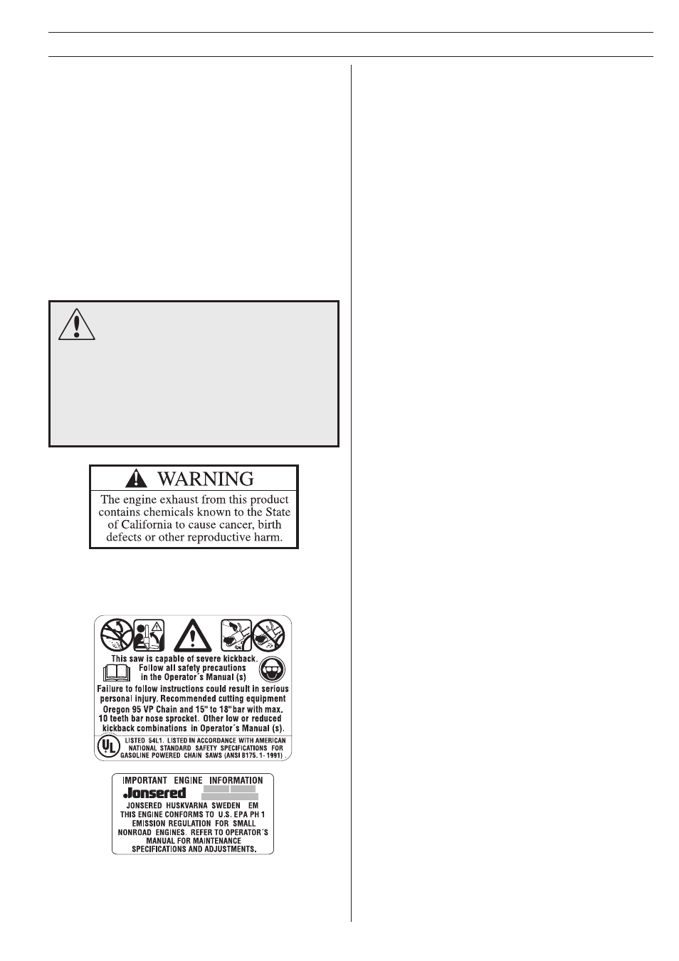 Jonsered 2054 User Manual | Page 3 / 36
