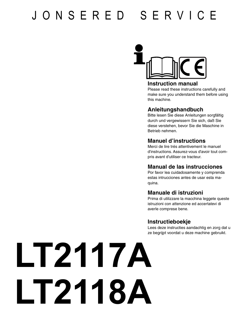 Jonsered LT2118A User Manual | 68 pages