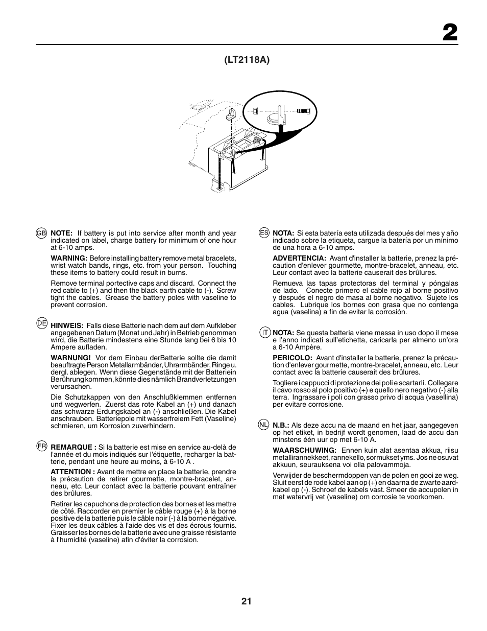 Jonsered LT2118A User Manual | Page 21 / 68