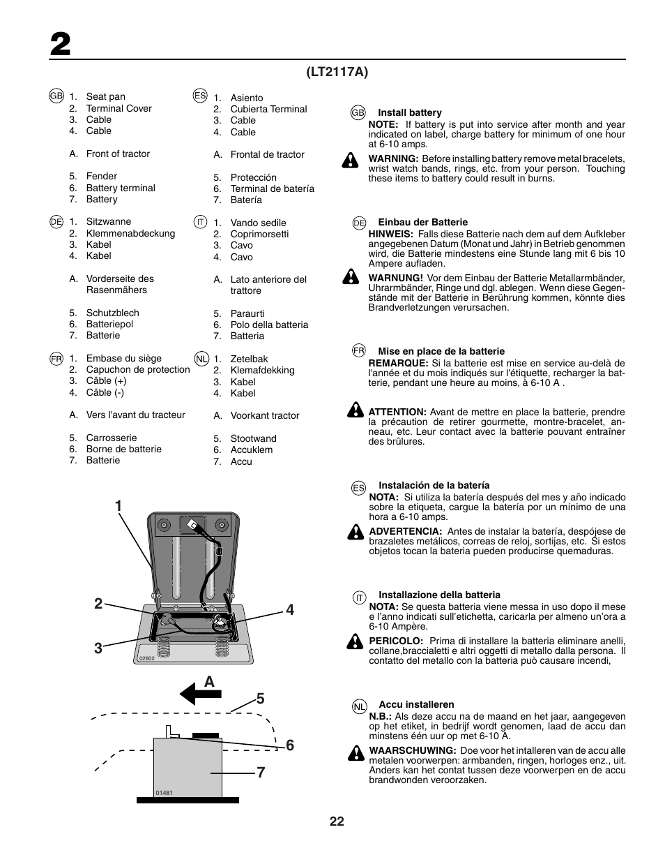 57 a | Jonsered LT2118A User Manual | Page 22 / 68