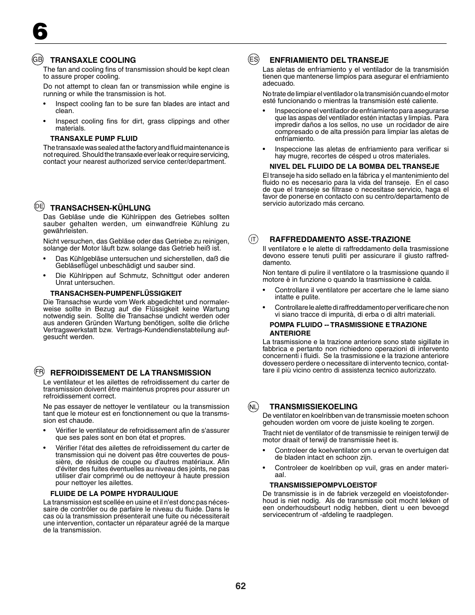 Jonsered LT2118A User Manual | Page 62 / 68