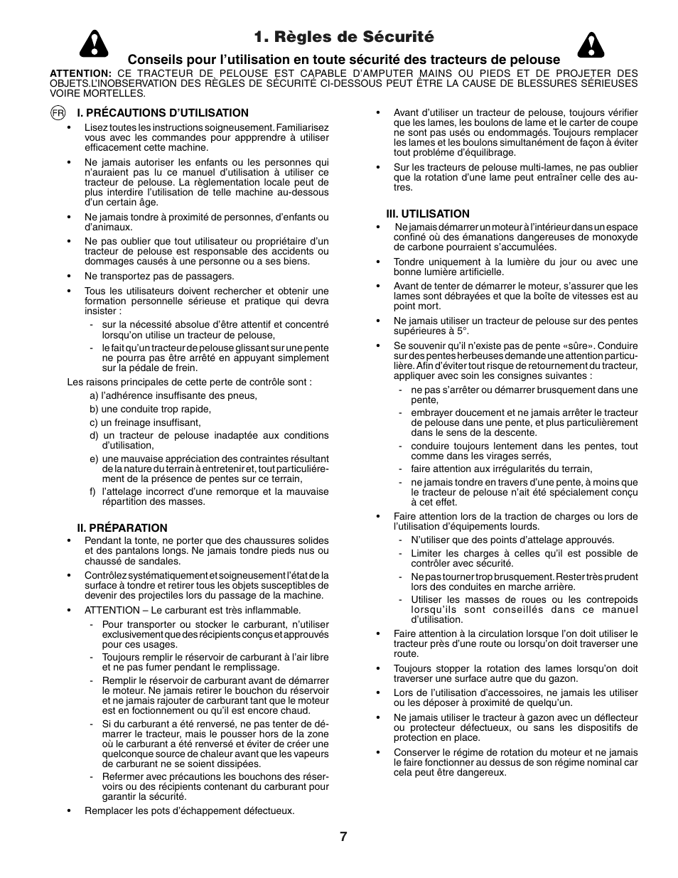 Règles de sécurité | Jonsered LT2118A User Manual | Page 7 / 68