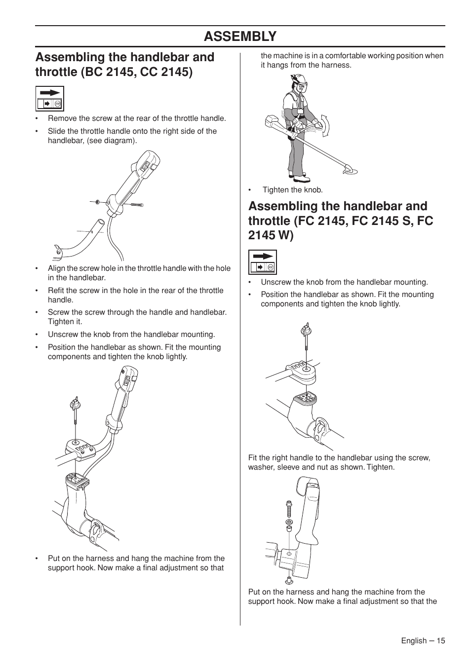 Assembly | Jonsered FC2145W User Manual | Page 15 / 44