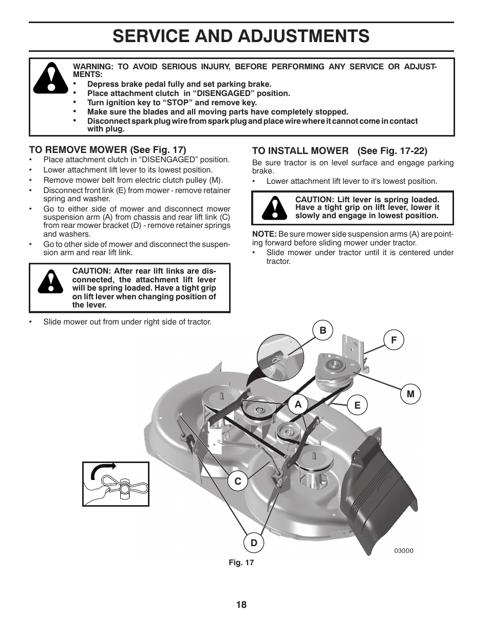 Service and adjustments | Jonsered LT2226 A2 User Manual | Page 18 / 28